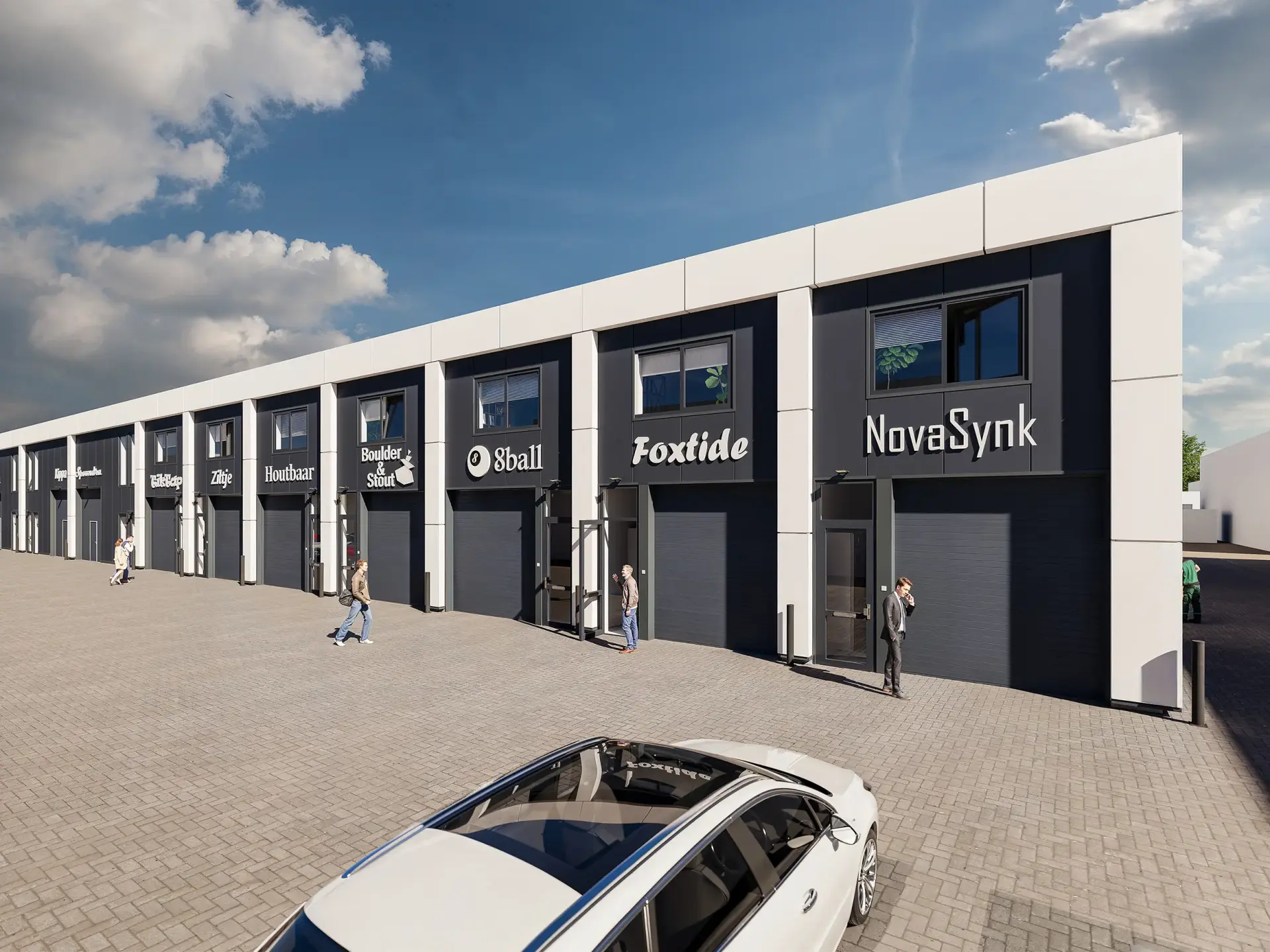 Gerealiseerde bedrijfsunits project Next vooraanzicht